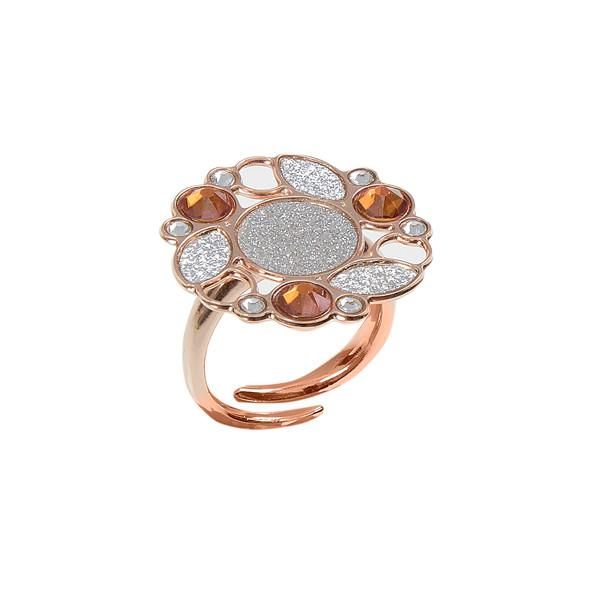 Anello rosato con decoro in gliter e Swarovski Default Title