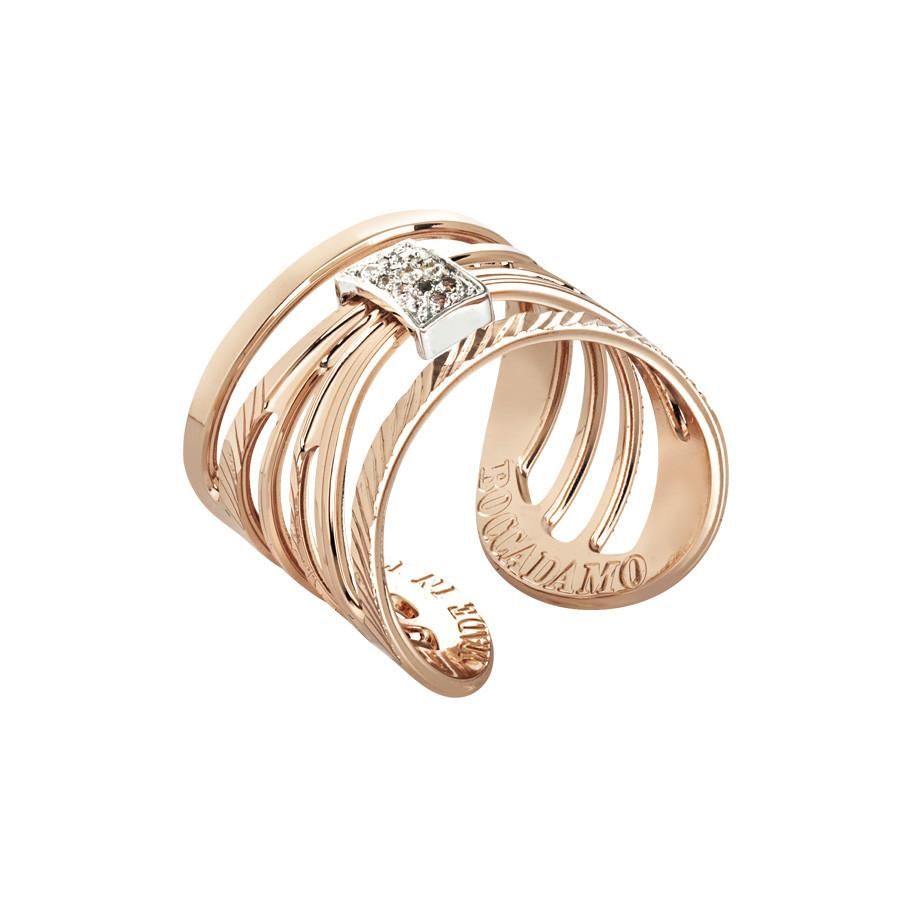 Anello rosato con decoro a forma di fiocco e zirconi Default Title