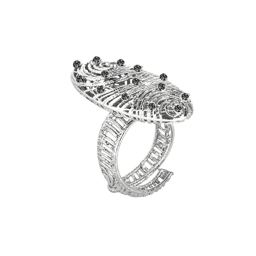 Anello superficie ovale con punti luce in gliter Default Title