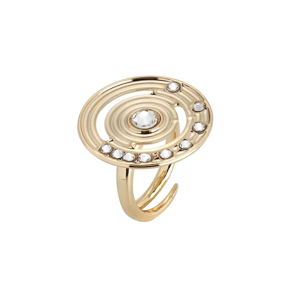 Anello placcato oro giallo con base circolare concentrica e Swarovski Default Title