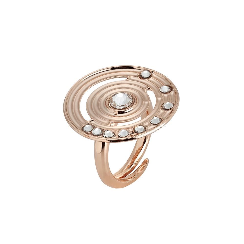 Anello placcato oro rosa con base circolare concentrica e Swarovski Default Title