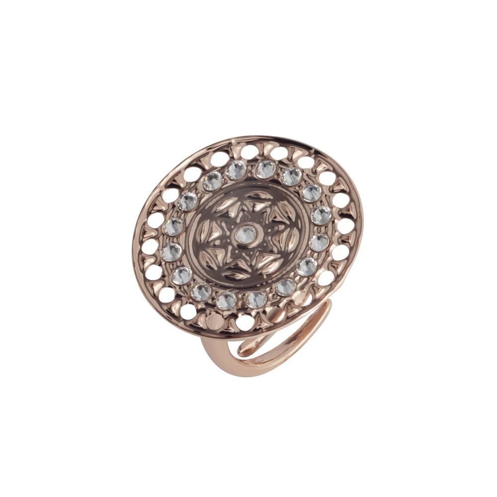 Anello placcato oro rosa con base circolare dalla lavorazione etrusca e Swarovski Default Title