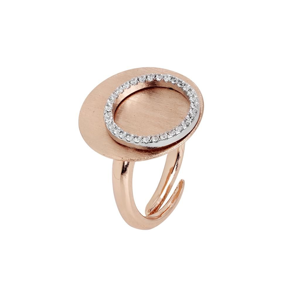 Anello placcato oro rosa con base piatta e cerchio di zirconi Default Title