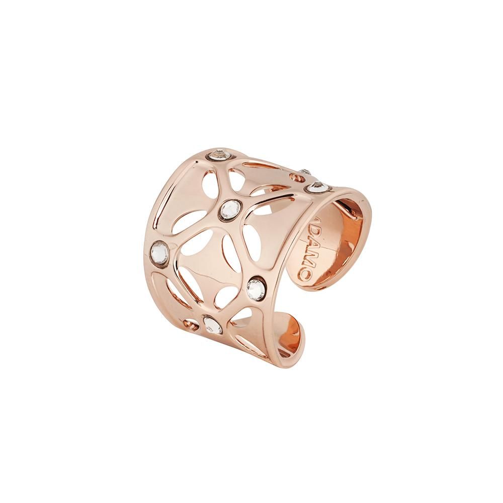 Anello placcato oro rosa a fascia larga con Swarovski crystal Default Title