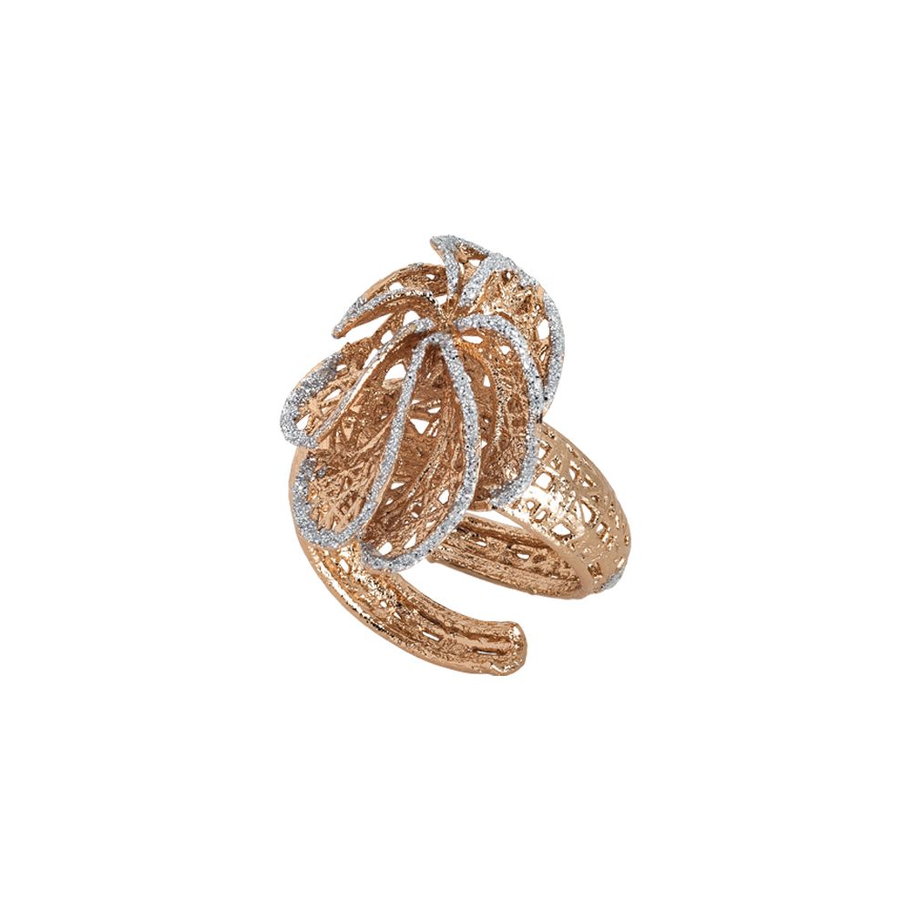 Anello rosato con foglia in glitter silver Default Title