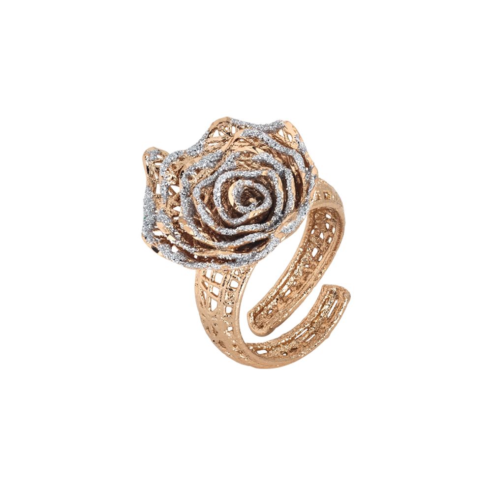 Anello rosato con rosa in glitter silver Default Title