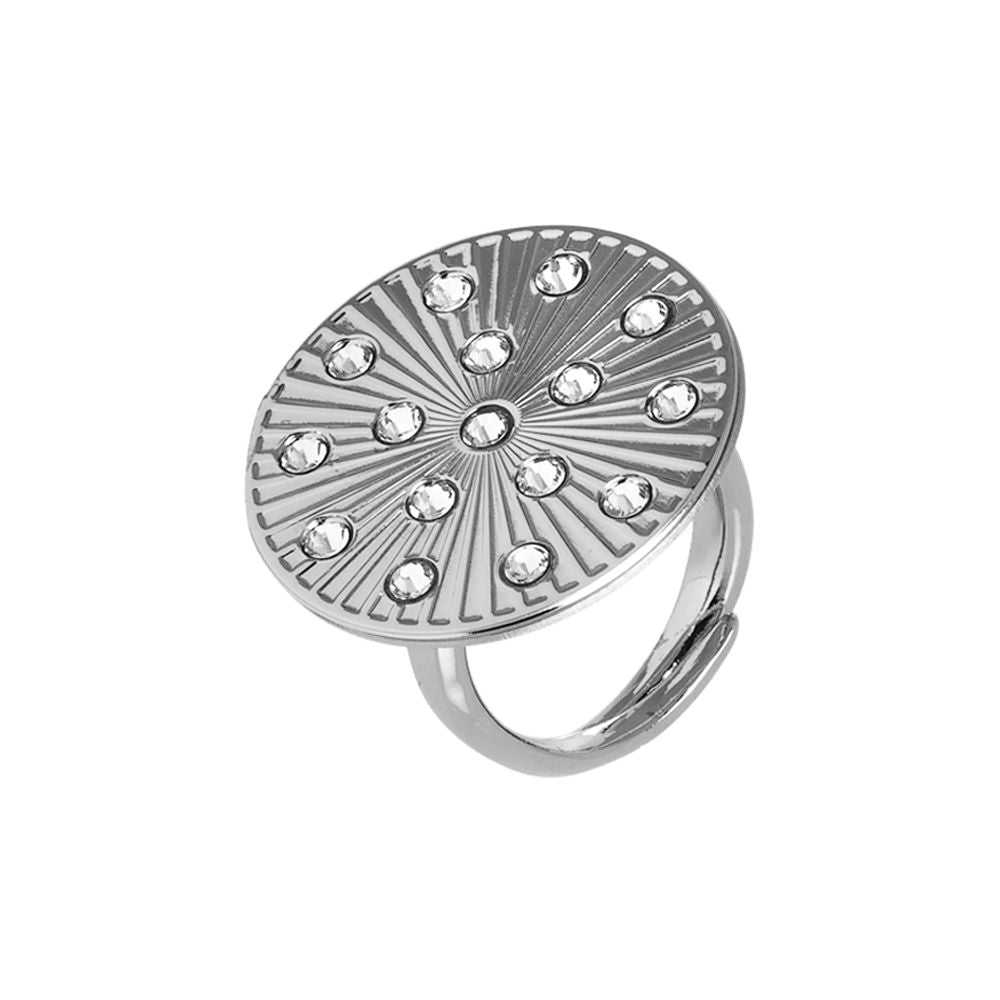 Anello rodiato con decoro a raggi e Swarovski Default Title