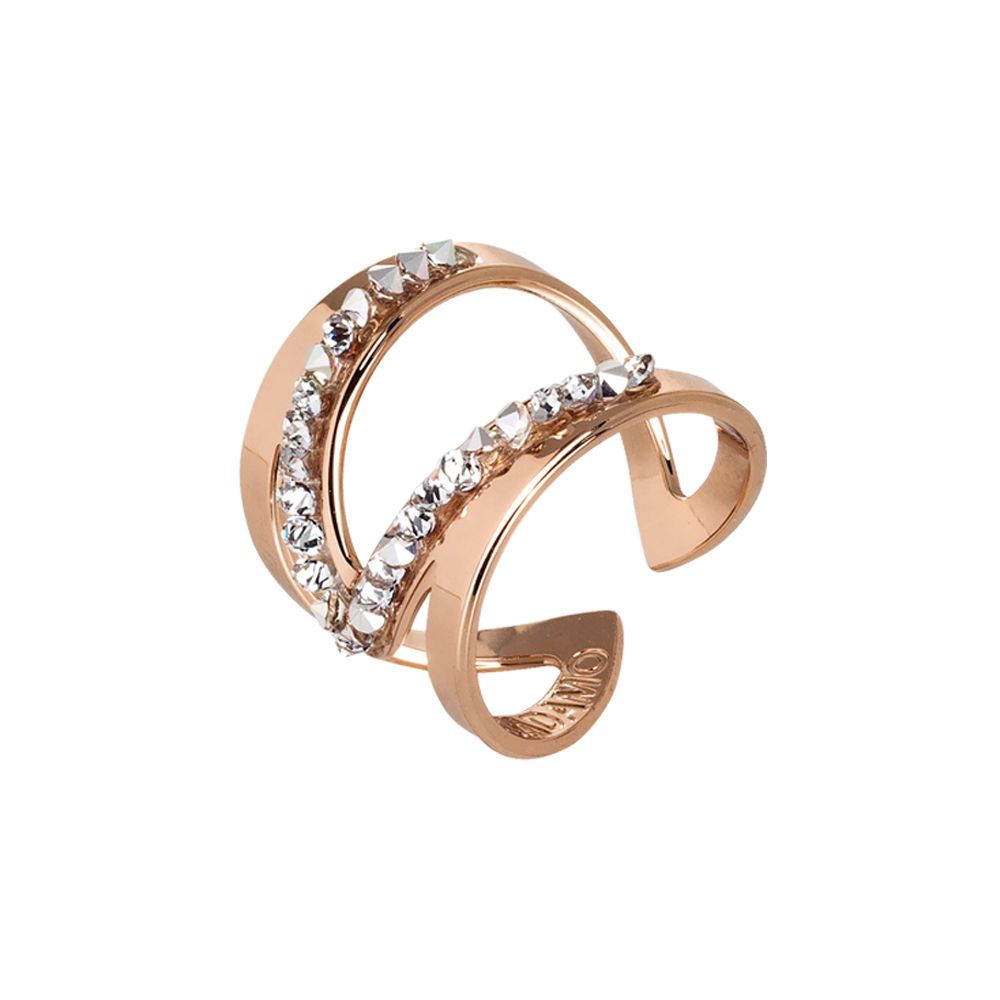 Anello rosato a fascia aperta con pavè di cristalli Swarovski Default Title