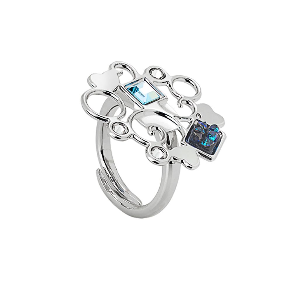 Anello rodiato con decoro in cristalli Swarovski Default Title