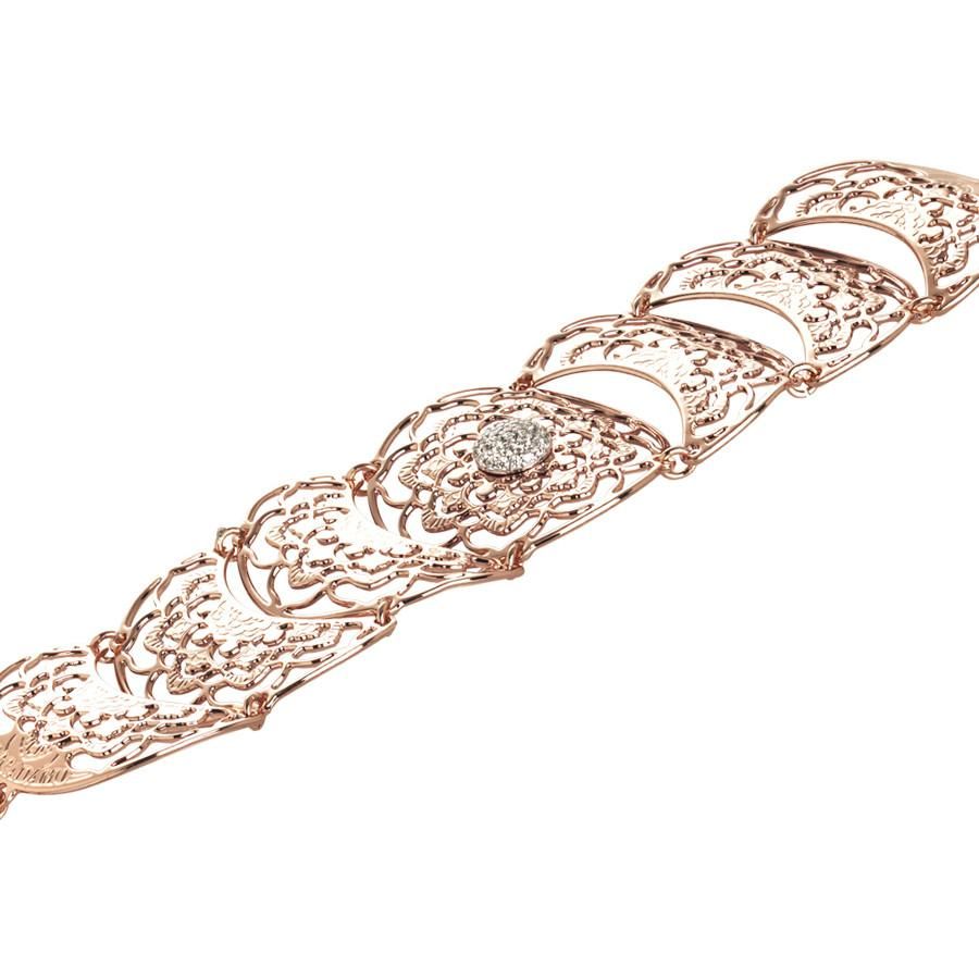 Bracciale modulare rosato con mandala e zirconi Default Title