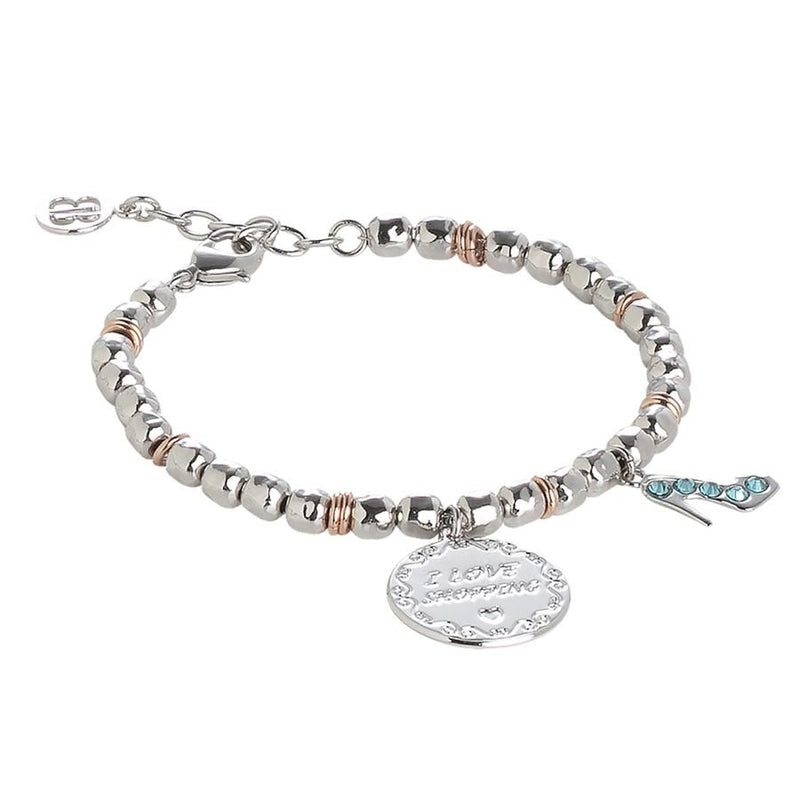 Bracciale beads con medaglietta "I love shopping" Default Title