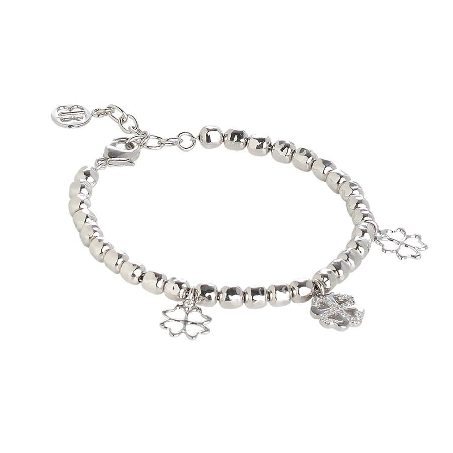 Bracciale beads con charms a quadrifoglio e zirconi Default Title