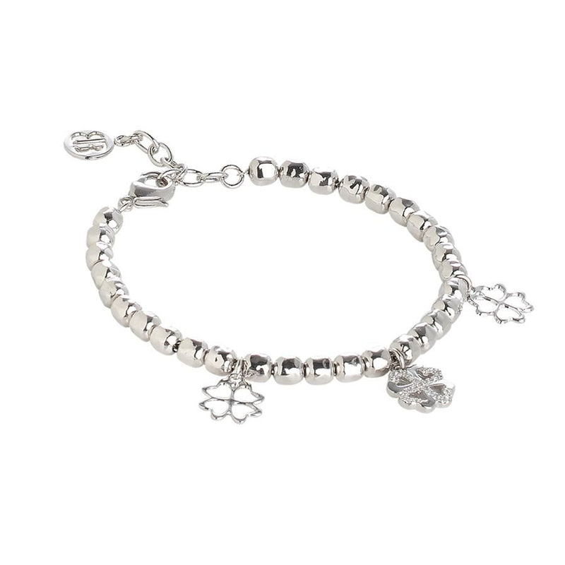 Bracciale beads con charms a quadrifoglio e zirconi Default Title
