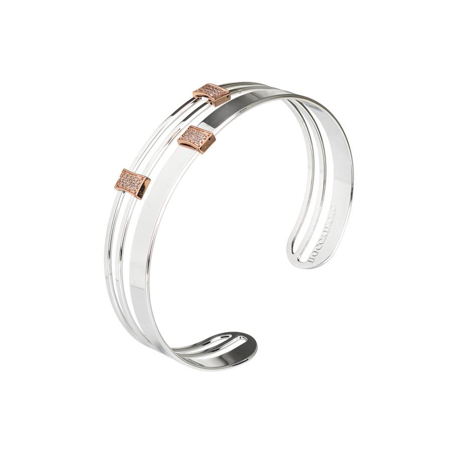 Bracciale rigido rodiato con inserti in zirconi Default Title