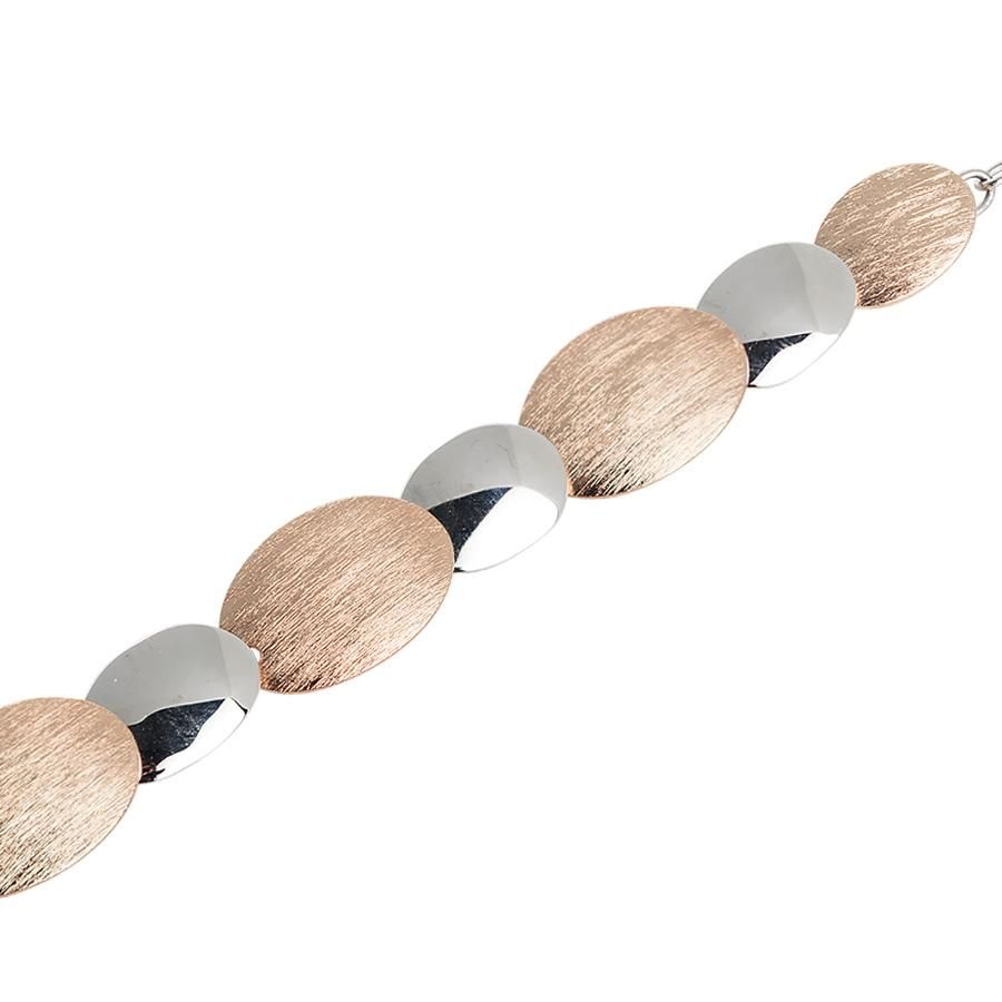 Bracciale bicolor semirigido con ovali graffiati e lisci Default Title