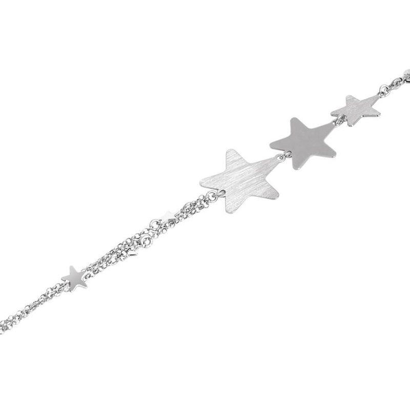 Bracciale doppio filo rodiato con stelle Default Title