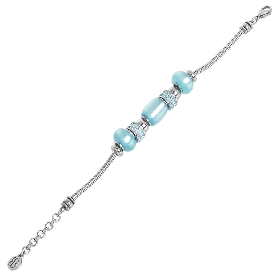 Bracciale morbido con passanti in resina polaris celeste e strass Default Title