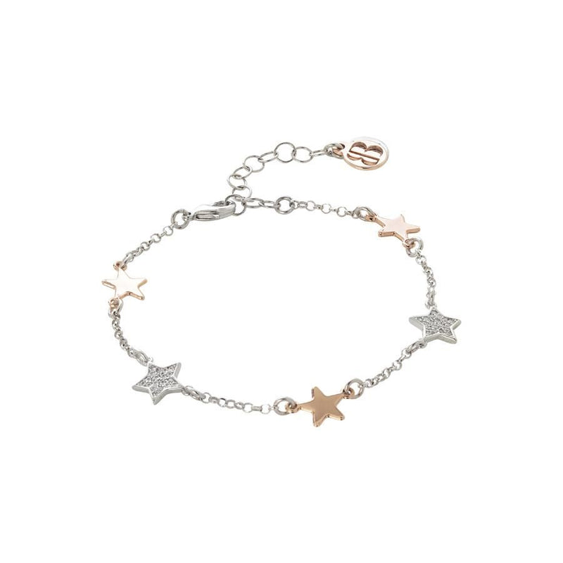 Bracciale bicolor con stelline passanti lisce e zirconate Default Title