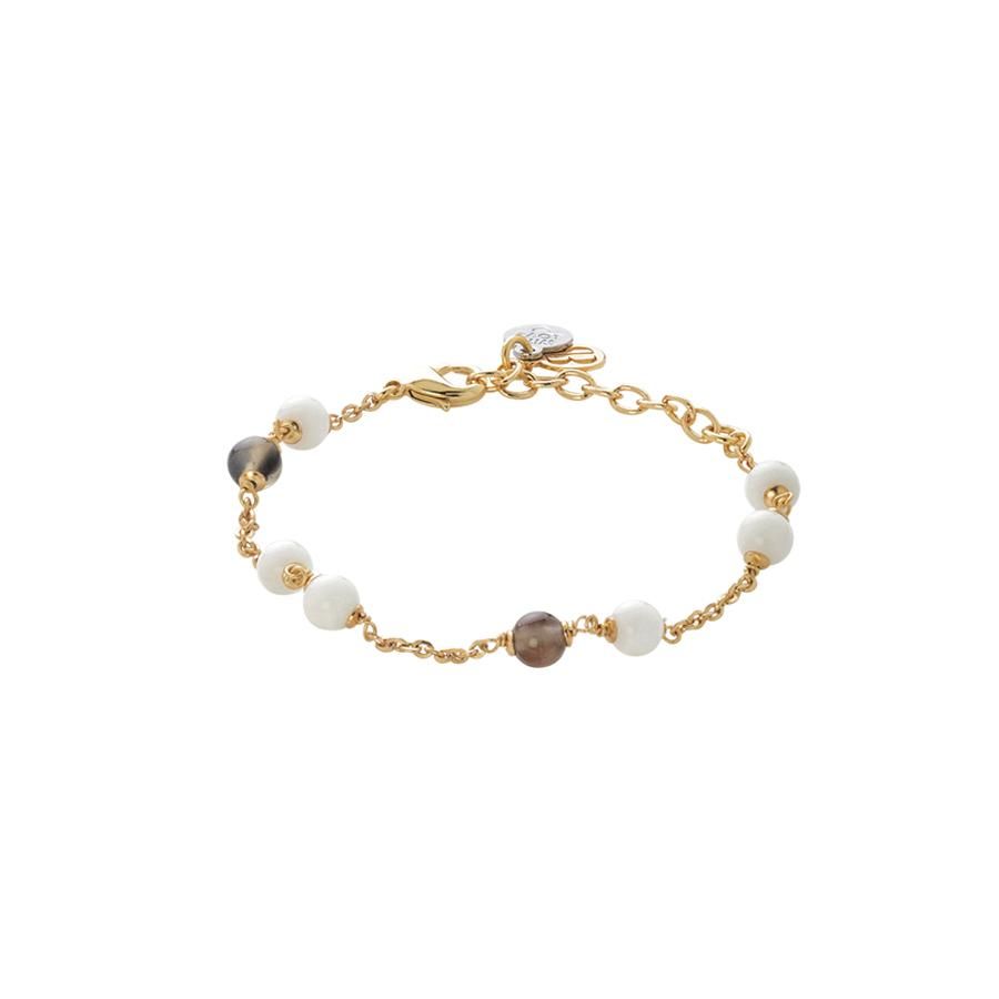 Bracciale dorato con agata white e brown Default Title