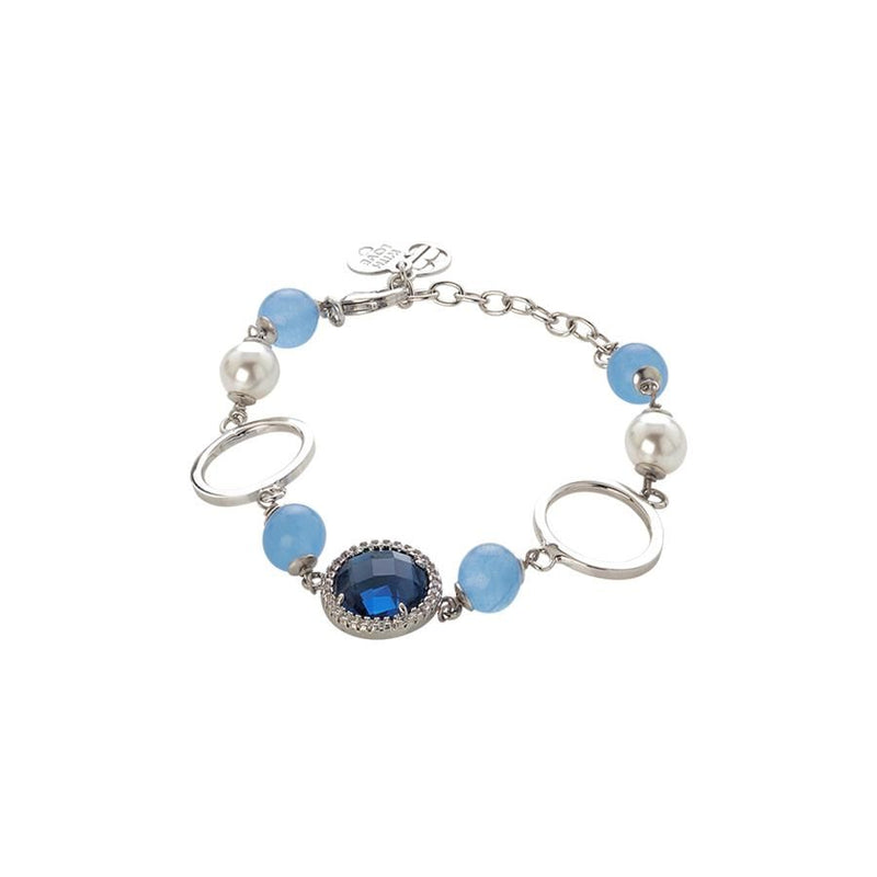 Bracciale con agata light blue, perle Swarovski e zirconi Default Title