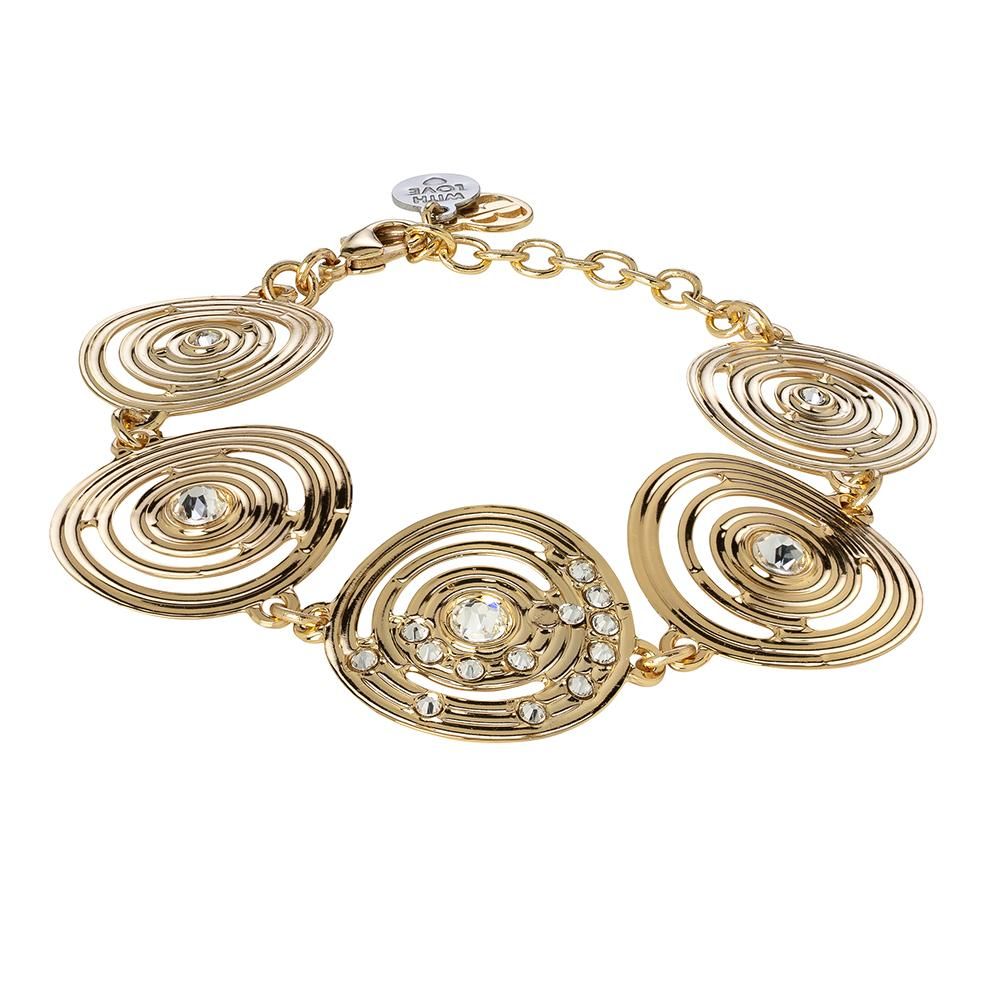 Bracciale semirigido placcato oro giallo con decoro di ispirazione Maya e Swarovski Default Title