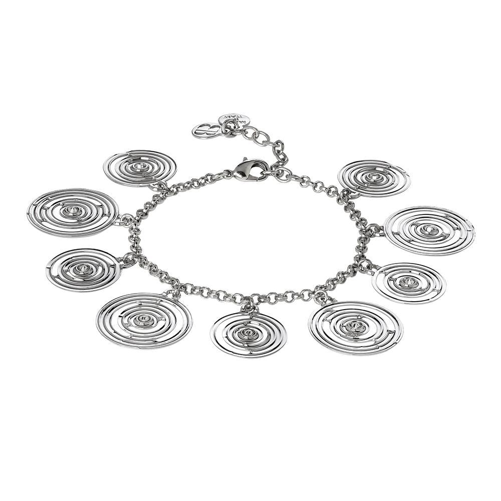 Bracciale rodiato con charms concentrici e Swarovski Default Title