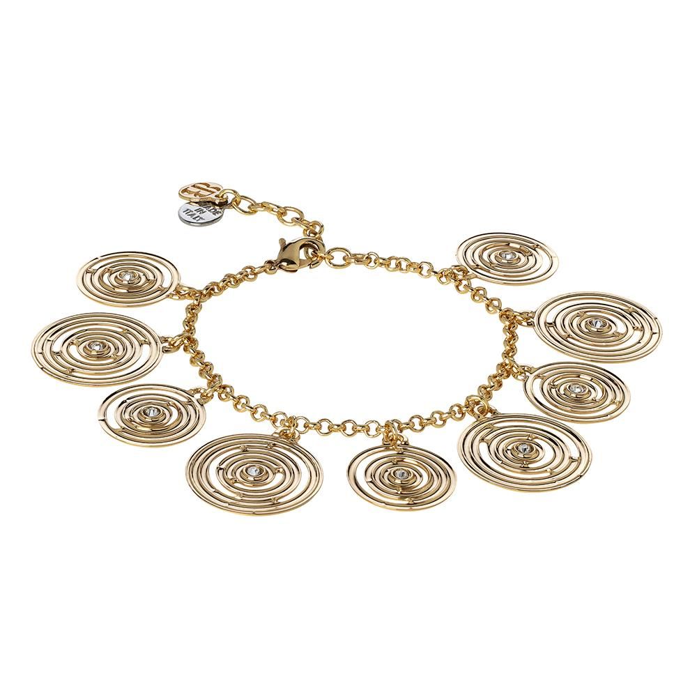 Bracciale placcato oro giallo con charms concentrici e Swarovski Default Title