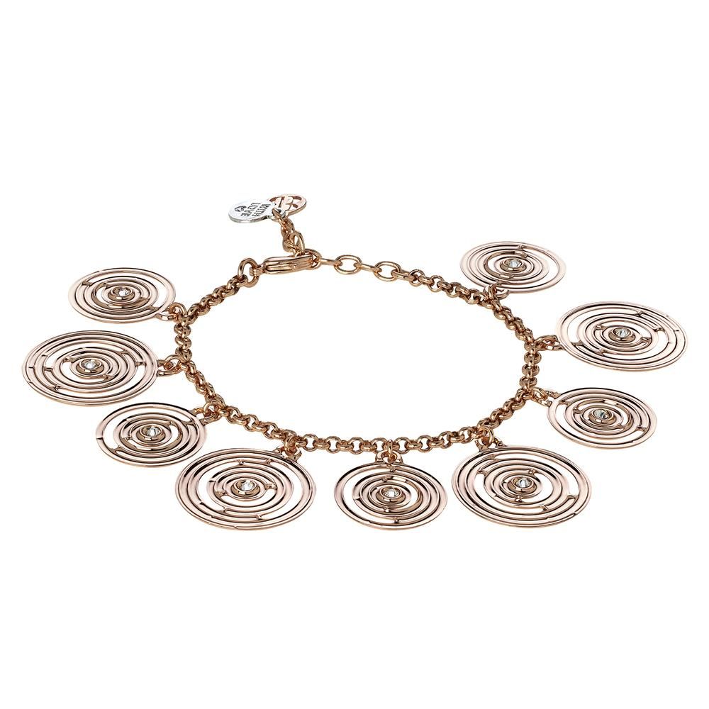 Bracciale placcato oro rosa con charms concentrici e Swarovski Default Title