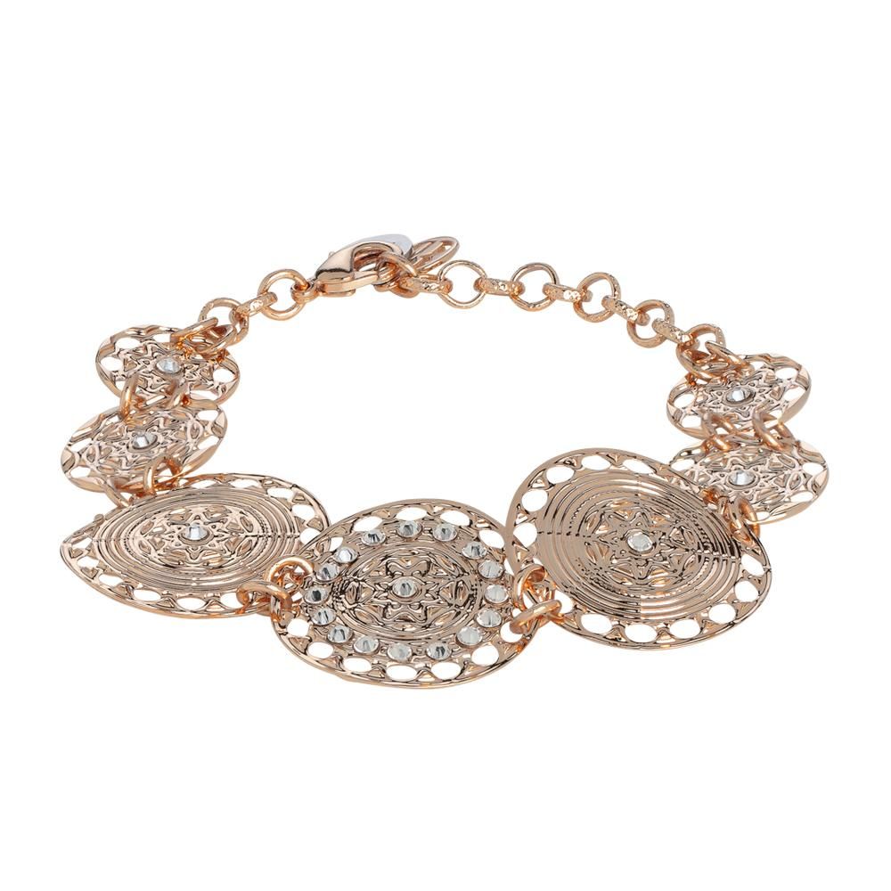 Bracciale semirigido placcato oro rosa con decoro in bassorilievo e Swarovski Default Title