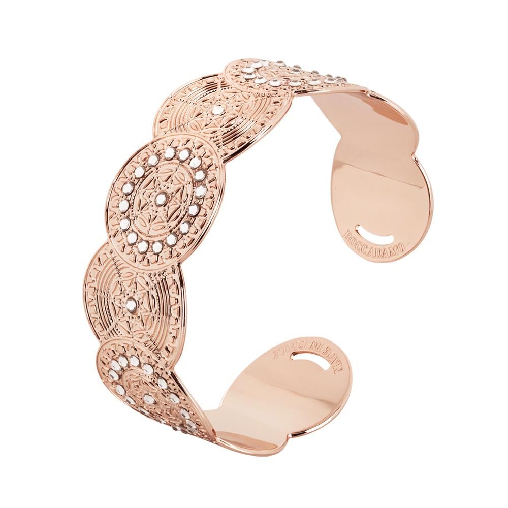 Bracciale a fascia placcato oro rosa con decoro in bassorilievo e Swarovski Default Title