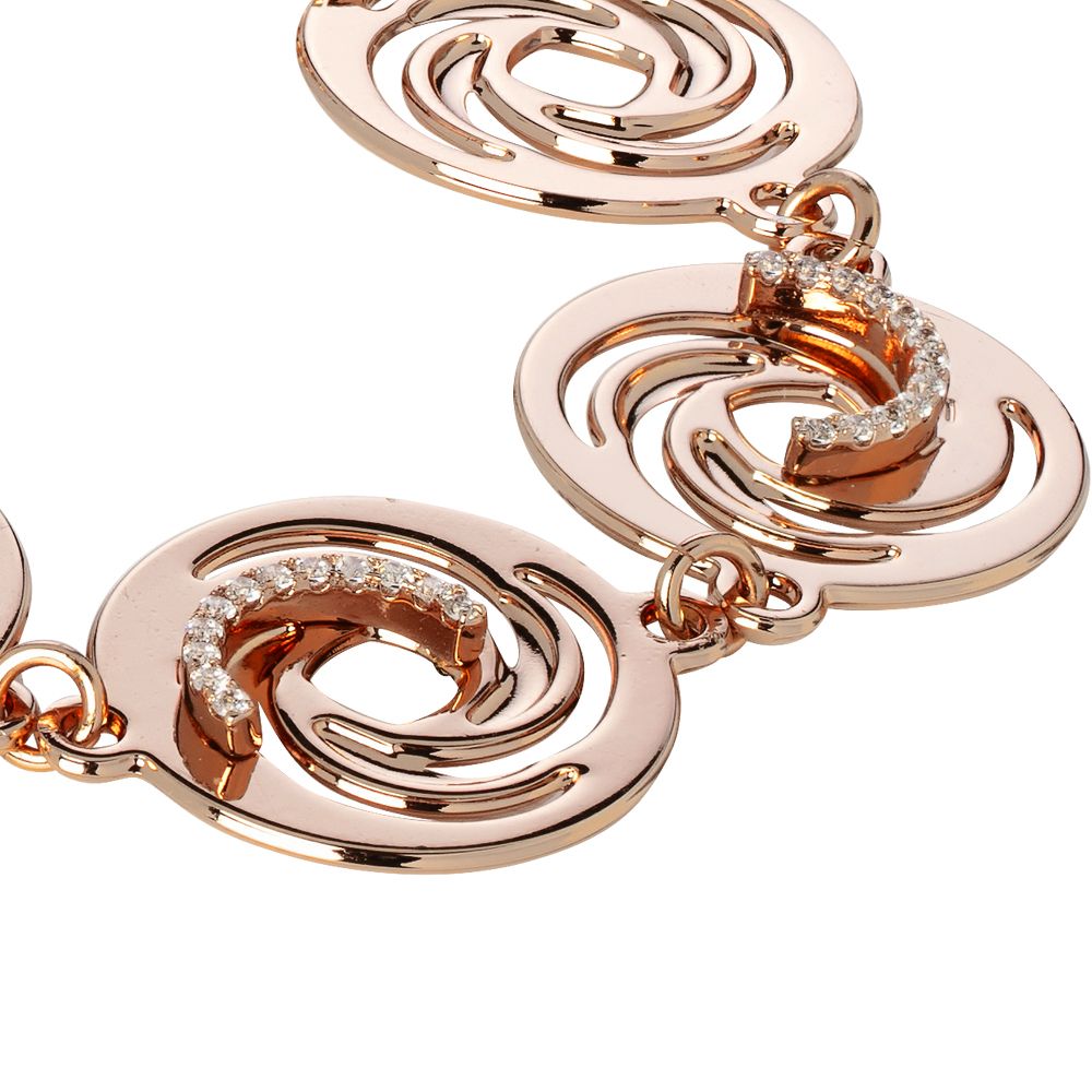 Bracciale semirigido placcato oro rosa con decori a vortice e zirconi Default Title