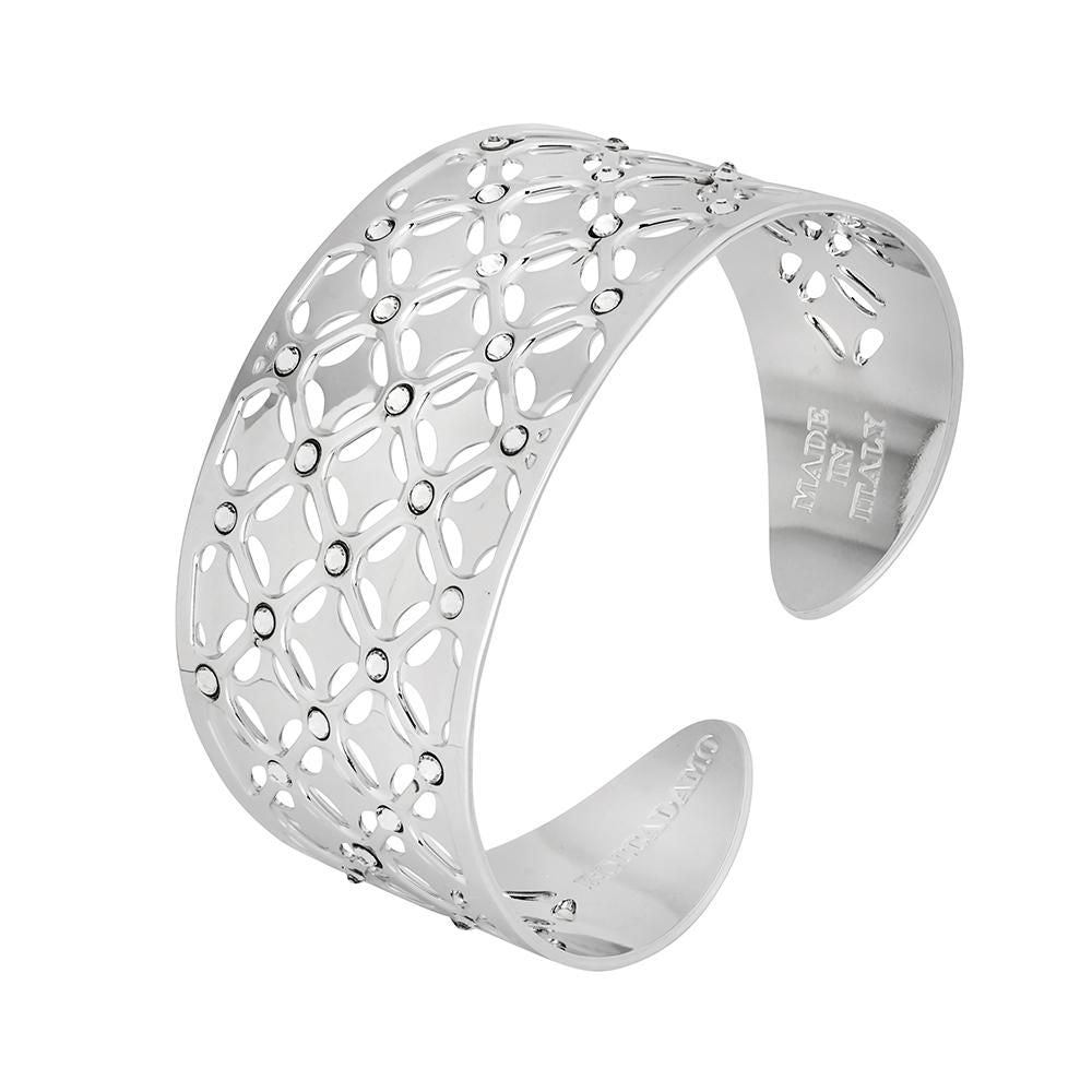 Bracciale a fascia larga con decoro in rilievo e Swarovski Default Title