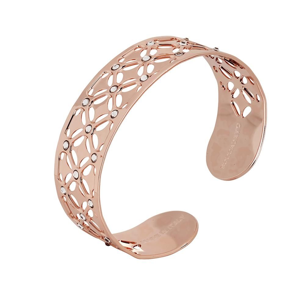 Bracciale a fascia placcato oro rosa con decoro in rilievo e Swarovski Default Title