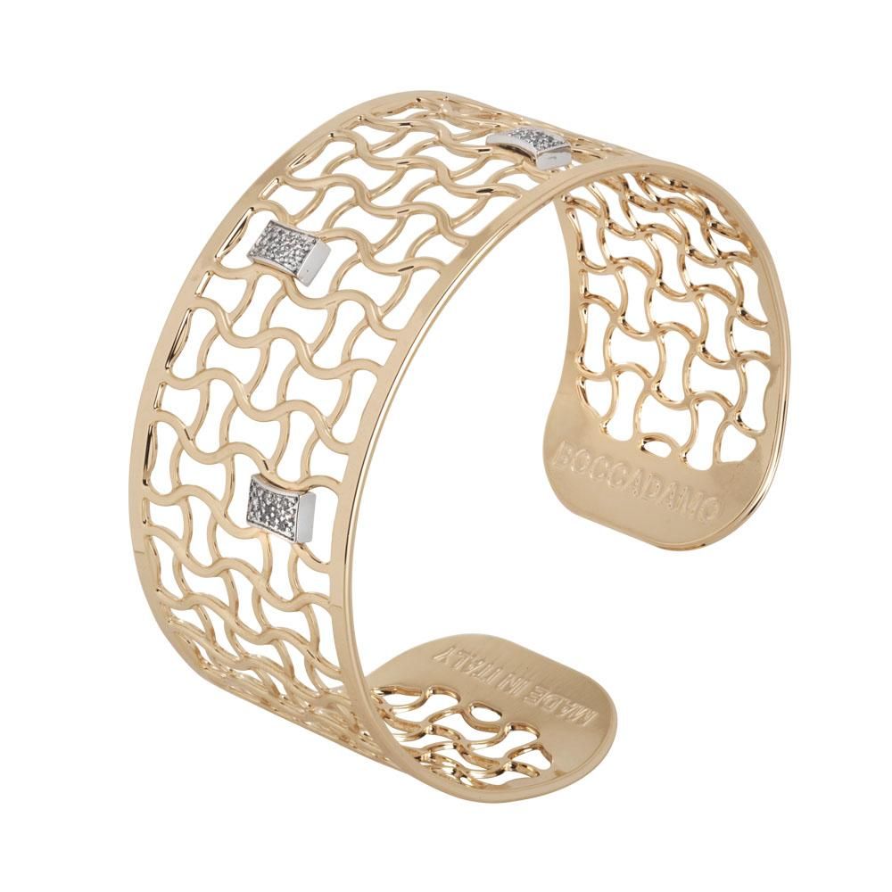 Bracciale a fascia placcato oro giallo con nodini di zirconi Default Title