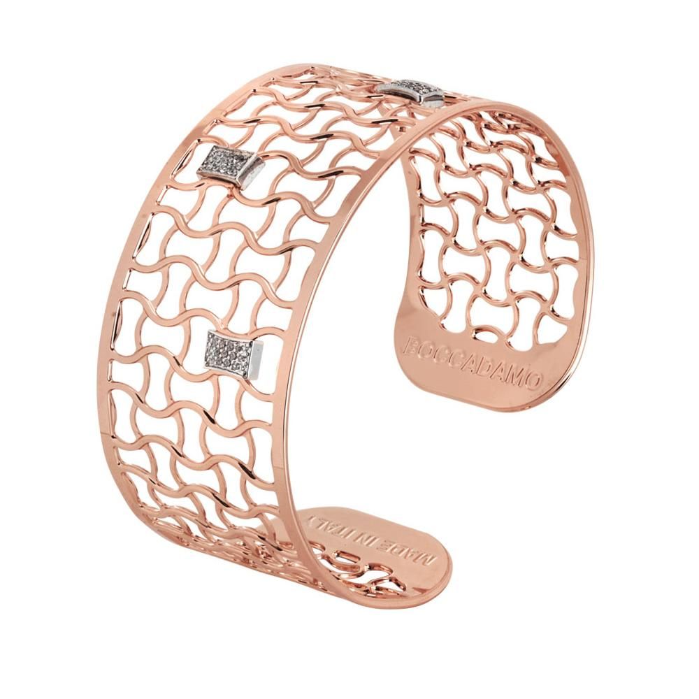 Bracciale a fascia placcato oro rosa con nodini di zirconi Default Title