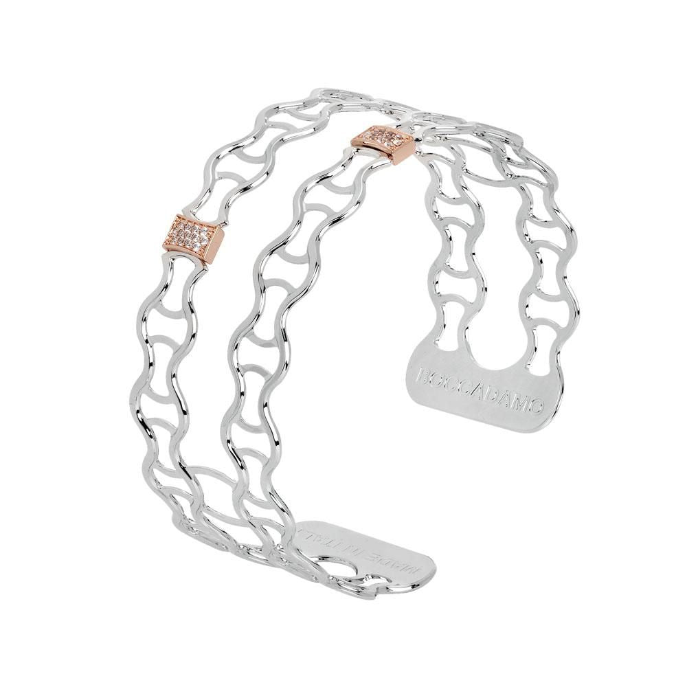 Bracciale a doppia fascia rodiato con nodini di zirconi Default Title