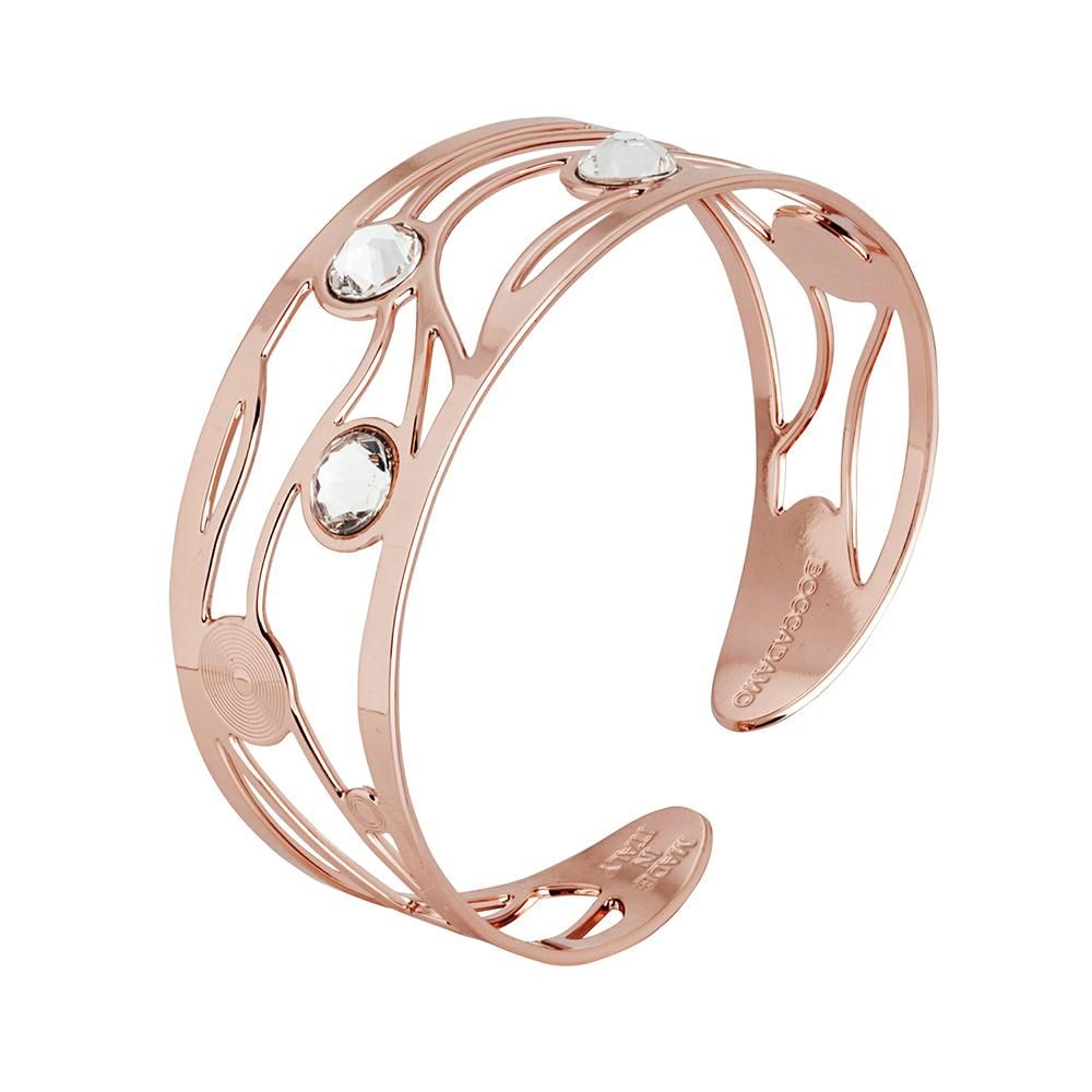 Bracciale rigido a fascia placcato oro rosa con decoro a onde e Swarovski Default Title