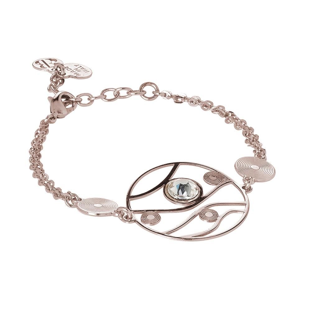 Bracciale doppio filo placcato oro rosa con decoro centrale ad onde e Swarovski Default Title