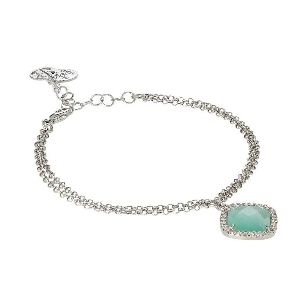 Bracciale con cristallo briolette green mint e zirconi Default Title
