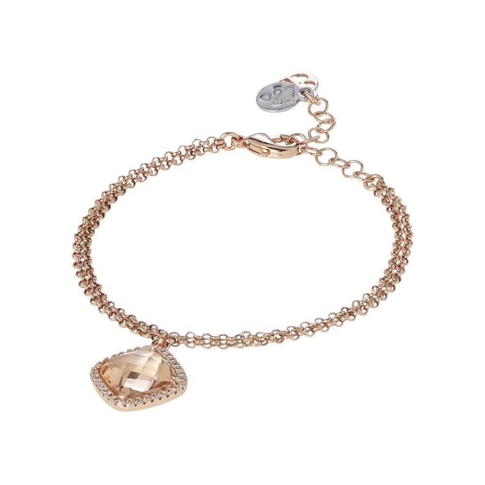 Bracciale con cristallo briolette peach e zirconi Default Title