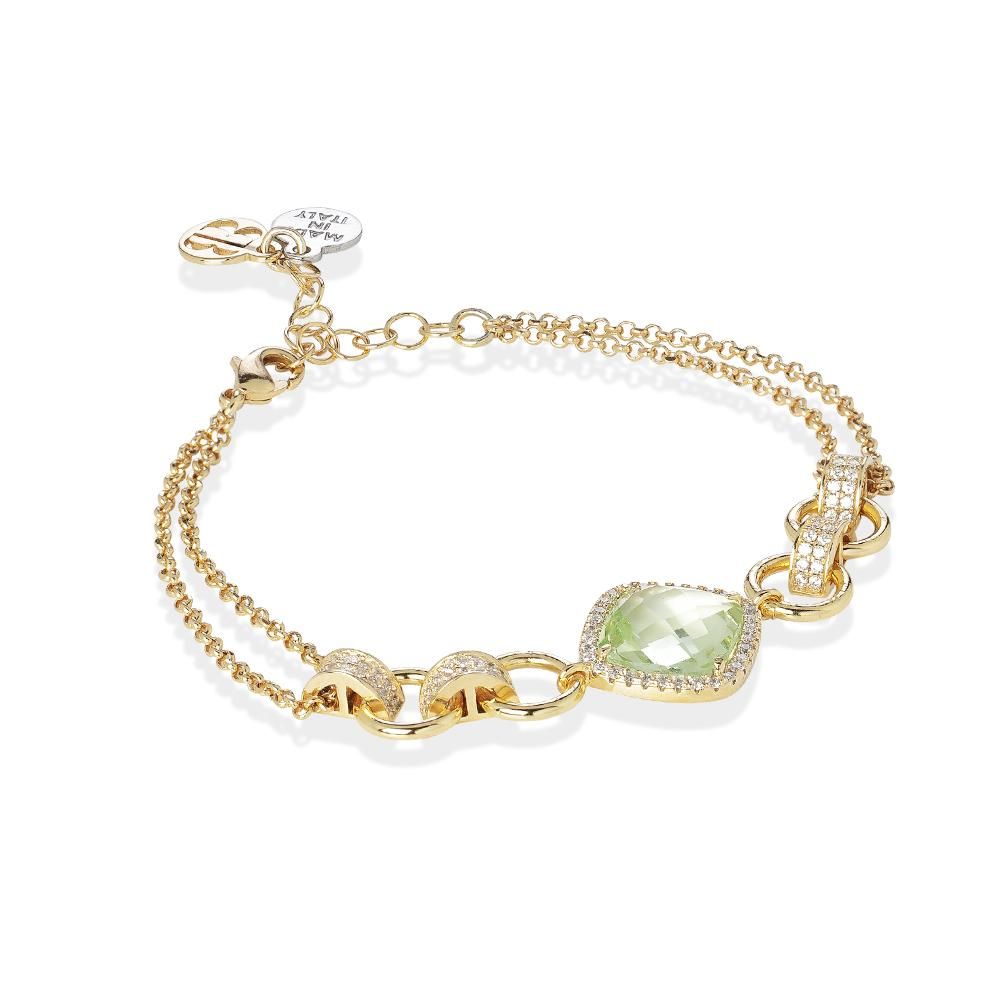 Bracciale doppio filo con cristallo chrysolite e zirconi Default Title