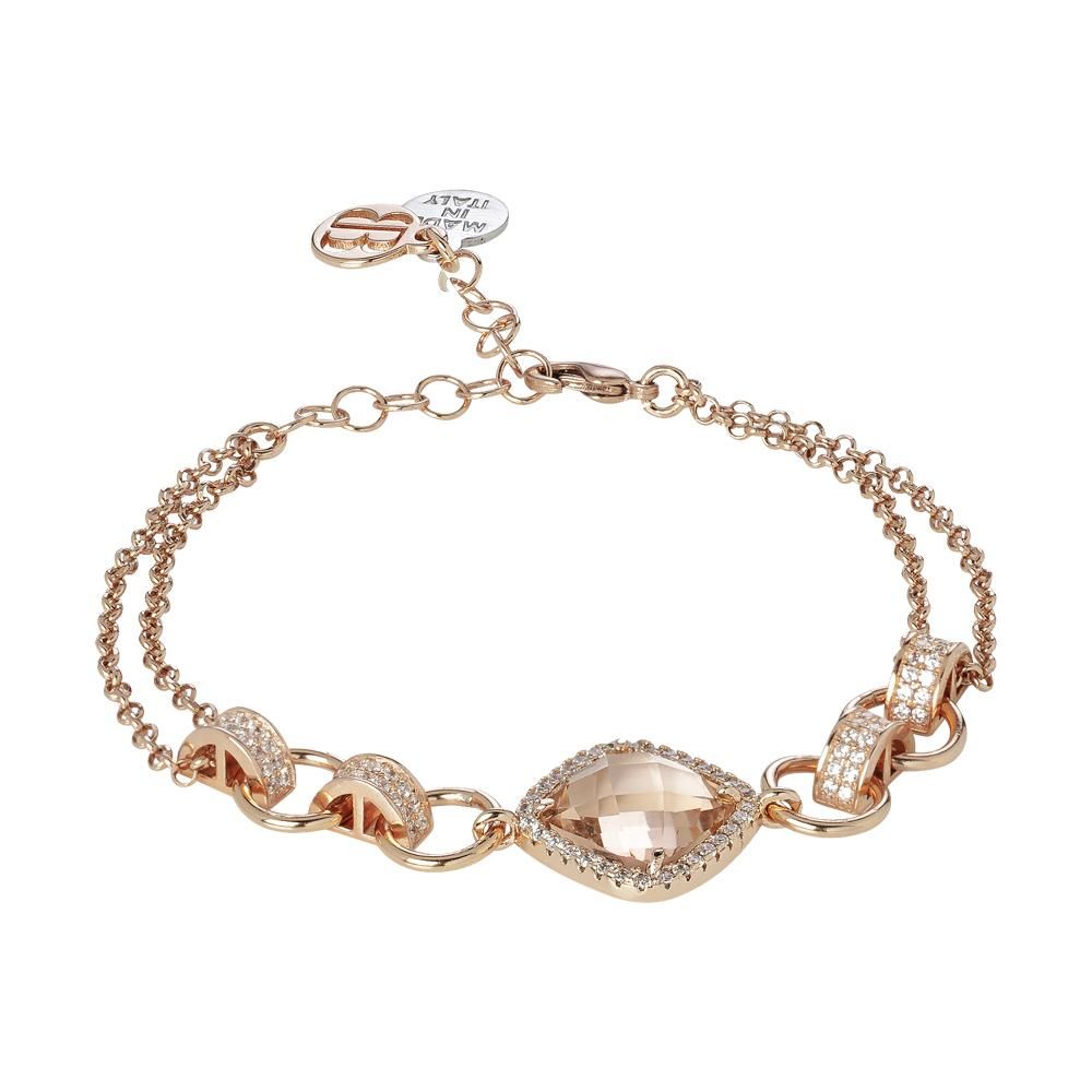Bracciale doppio filo con cristallo peach e zirconi Default Title