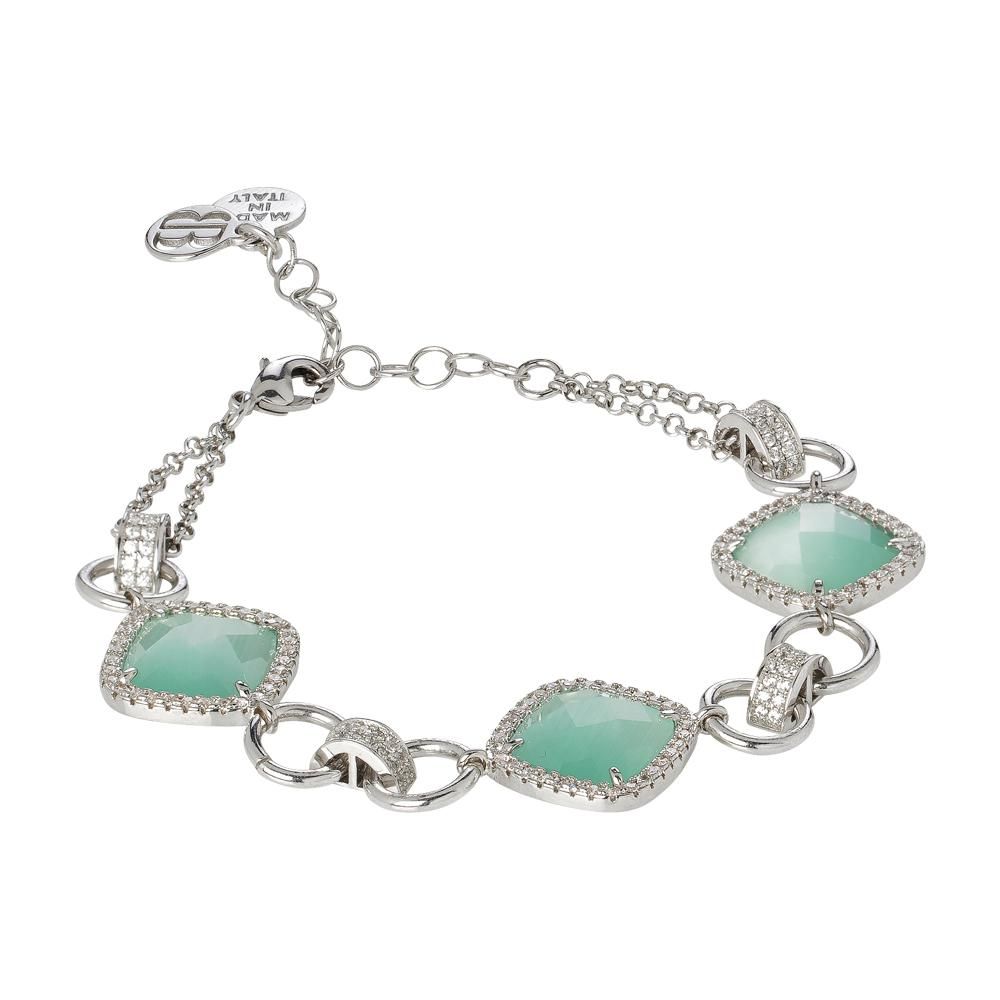 Bracciale modulare con cristalli green mint e zirconi Default Title