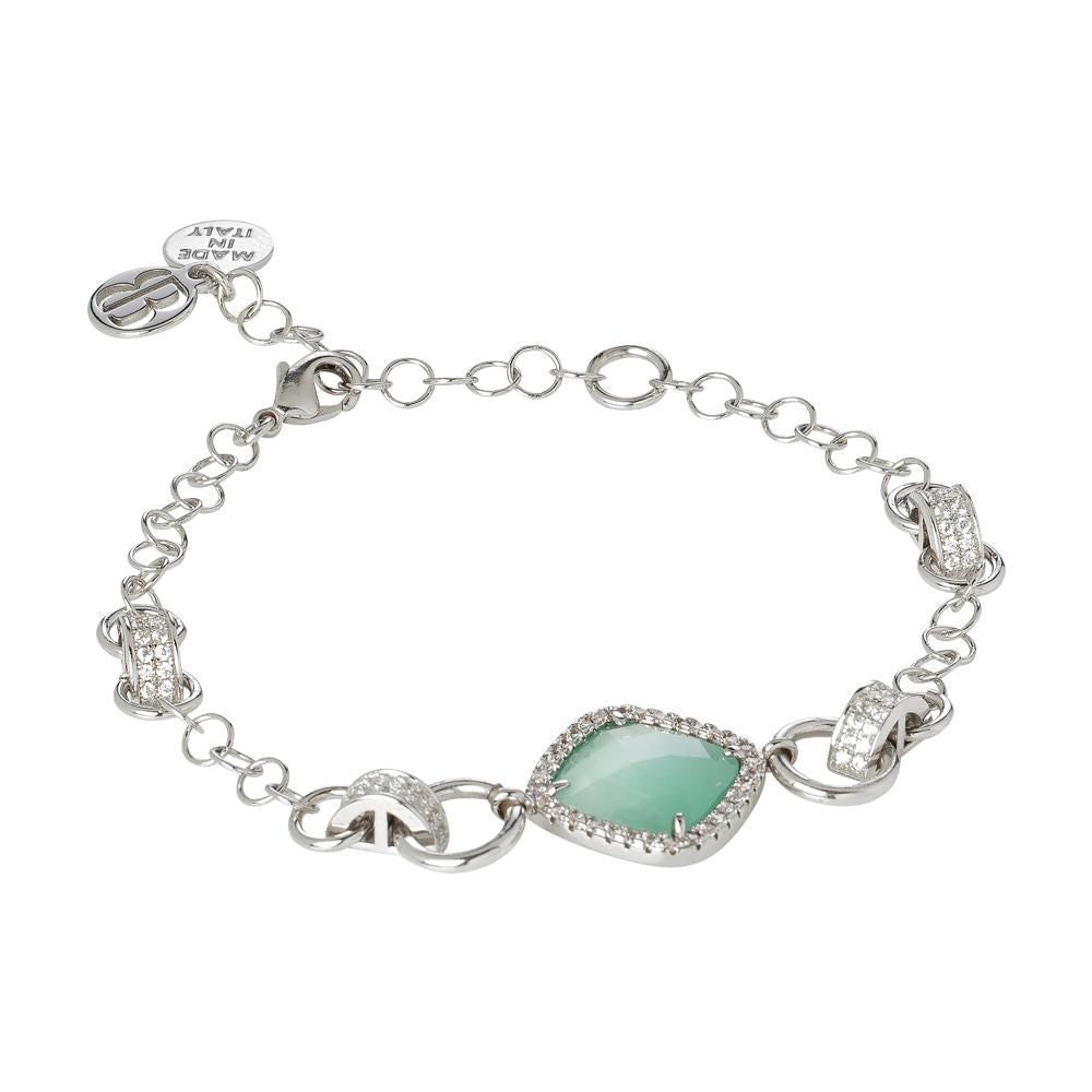 Bracciale con centrale briolette green mint e zirconi Default Title