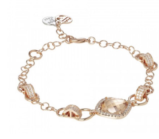 Bracciale con centrale briolette peach e zirconi Default Title