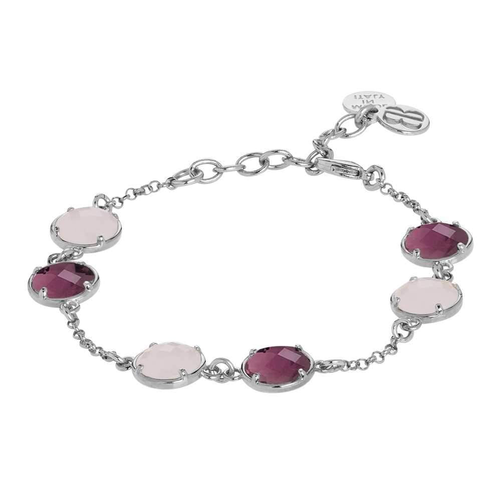 Bracciale con quarzo rosa milk e ametista Default Title