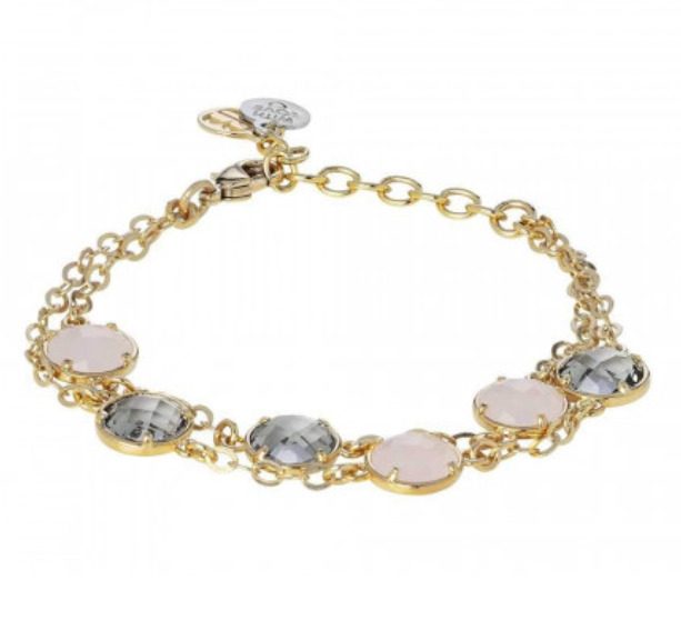Bracciale doppio filo con cristalli fumÃ¨ e quarzo rosa milk Default Title