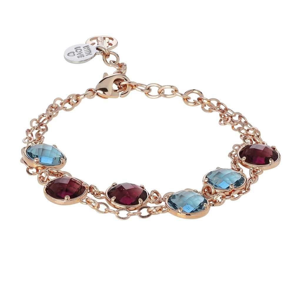 Bracciale doppio filo con cristalli ametista e sky Default Title