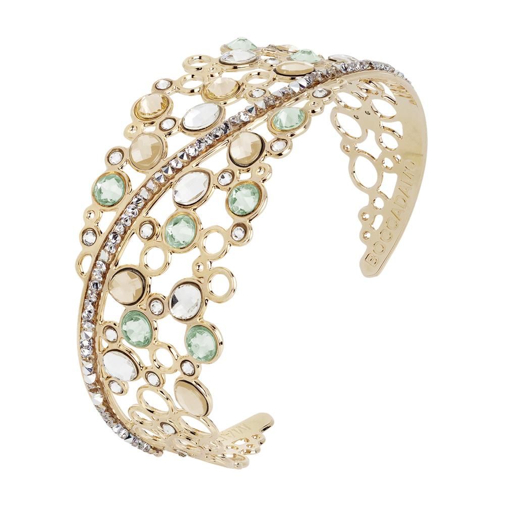 Bracciale rigido con decoro di Swarovski crystal, chrysolite e gold Default Title