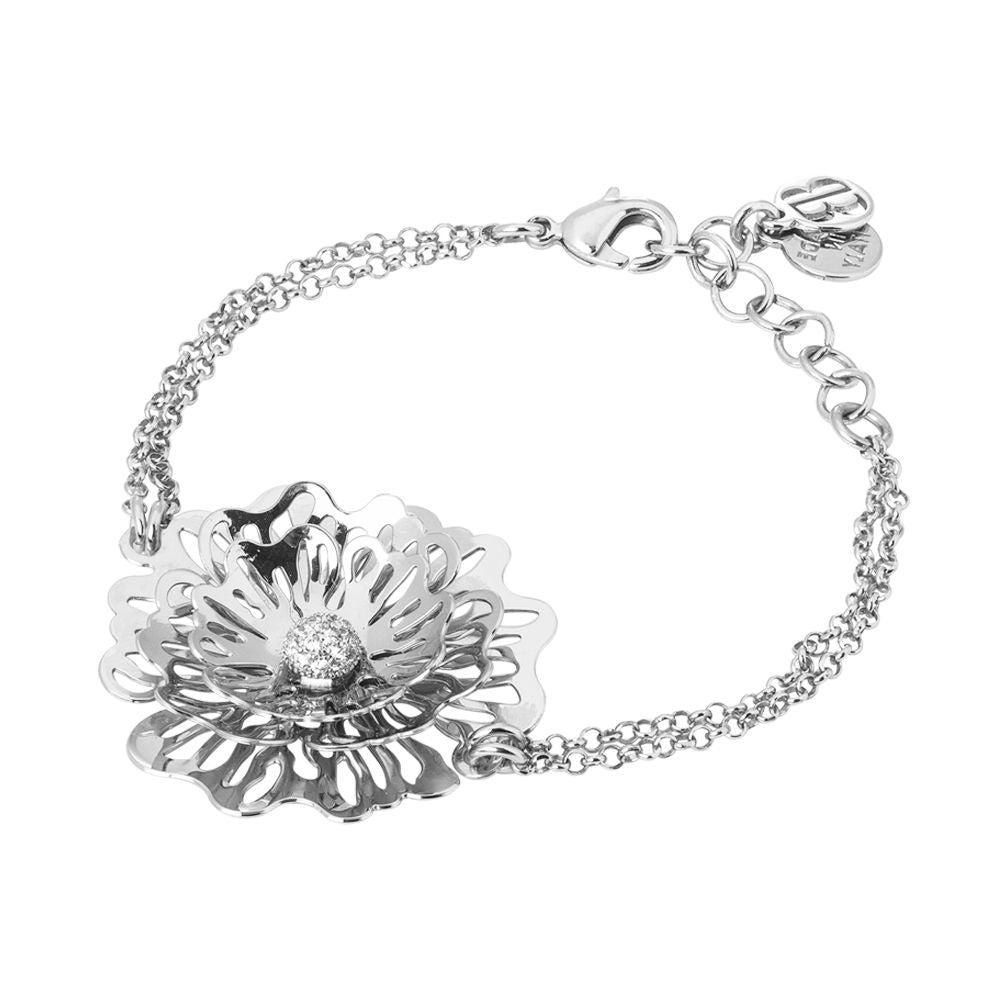 Bracciale doppio filo con rosa selvatica e zirconi Default Title